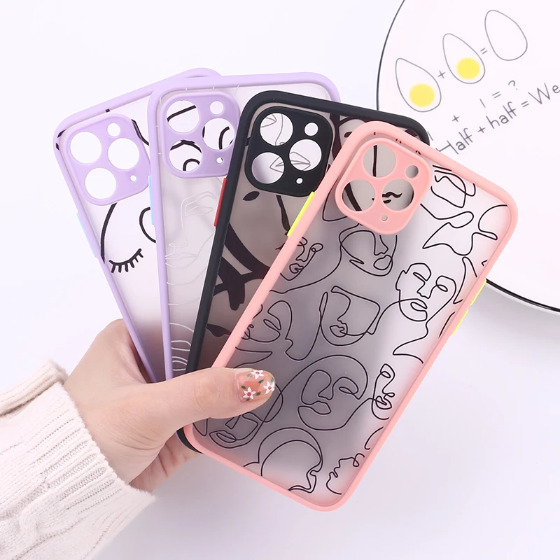 abstract geometric line phone case for iphone 11 12 pro max x xr xs max 7 8 plus bumper matte back cover coque free global shipping