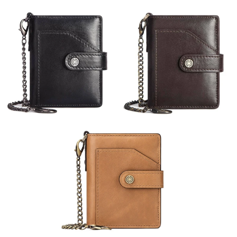 

Мужской бумажник из воловьей кожи, антимагнитный двойной складной бумажник с 6 отделениями для карт, 1 отделением для удостоверения личност...