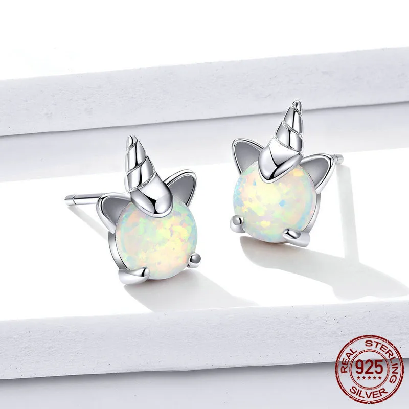 Женские серьги гвоздики из серебра 100% пробы с опалом|Серьги-гвоздики| |