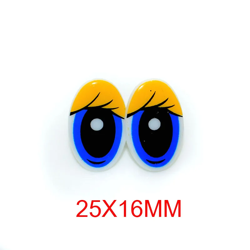 25x16mm yellow 40 шт. новые Мультяшные пластиковые безопасные игрушечные глаза ресницы куклы глаза игрушки Аксессуары для DIY плюшевые куклы Животные Кукольное изготовление - Цвет: 25x16mm yellow