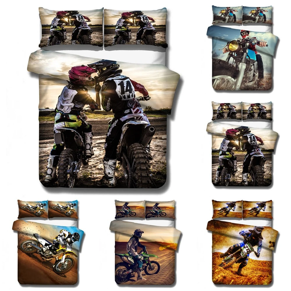 

Motorcycle Scenery Comforter Bedding Set 3D Print Duvet Covers Pillowcases Home Textile Luxury Queen King Size Cool Adult Hot