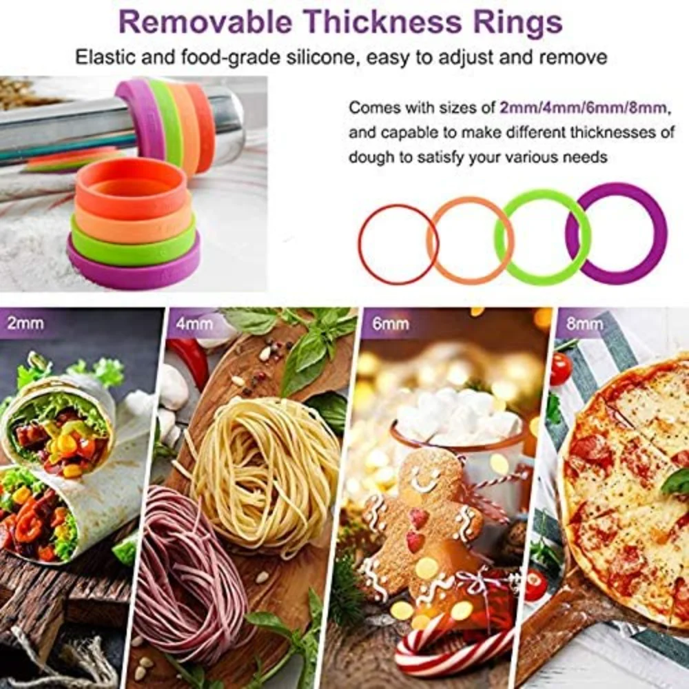 

Rolling Pin Adjustable Stainless Steel Rolling Pin Non Stick 17 inch Rolling Pins for Baking Pizza Pie Pastries and Cookies