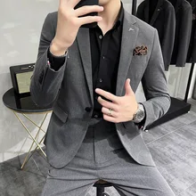 OIMG Men's suit two-piece suit male British Korean version of Slim business suit suit best man dress suit (3)