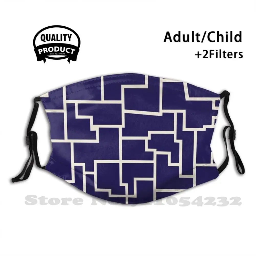 

Модная цифровая лабиринтная мягкая маска для рта, лабиринтная синяя Геометрическая дорожка