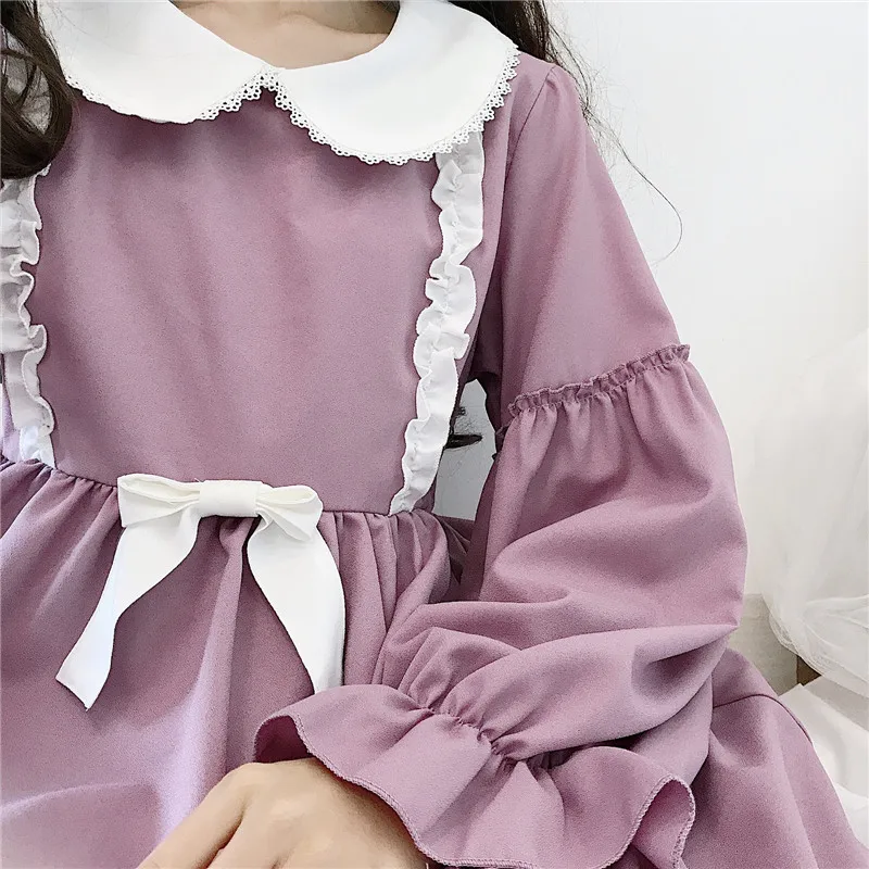 Милое розовое платье в стиле &quotЛолита&quot с завышенной талией милое Повседневное