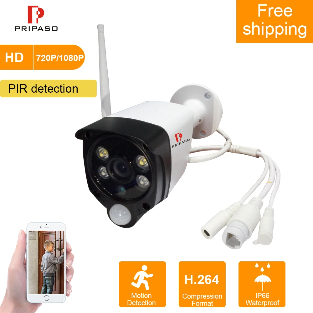 Pripaso, беспроводная камера безопасности, HD 720 P, уличная, wifi, водонепроницаемая, Camara, PIR функция, удаленный монитор, камера для школы, фабрика
