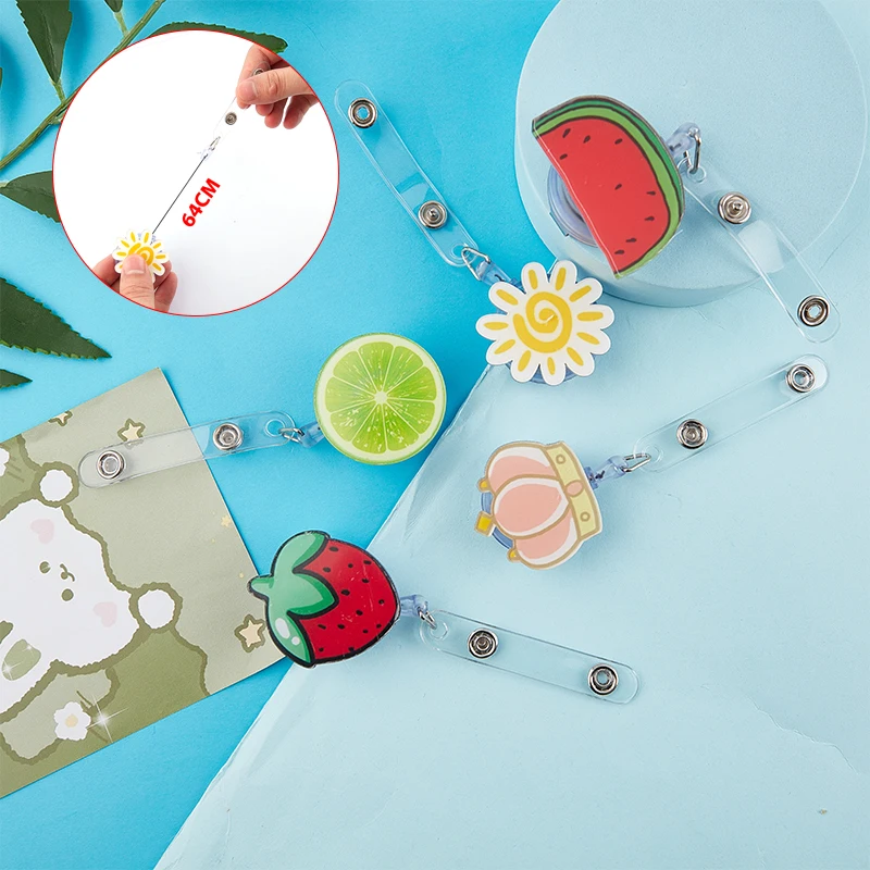 

Cartoon Silicone Beautiful Flowers Retractable Badge Reel Student Nurse Exhibition Name Card ID Card Chest