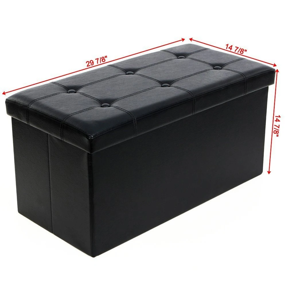 

Storage Stool Folding Ottoman Chairs Organizer Box Surface Line Footstool PVC Leather Rectangle Shape Home Decoration