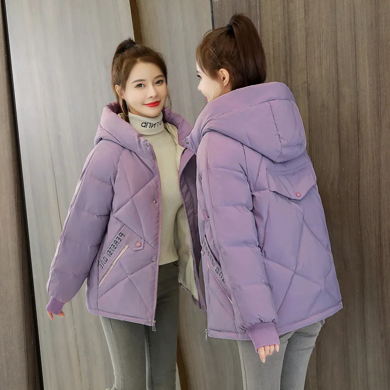 

Women 's Thick Velvet Warm Down Jacket Winter All -Match Hooded Korean Cotton Coat 3Xl Ladies Clothing