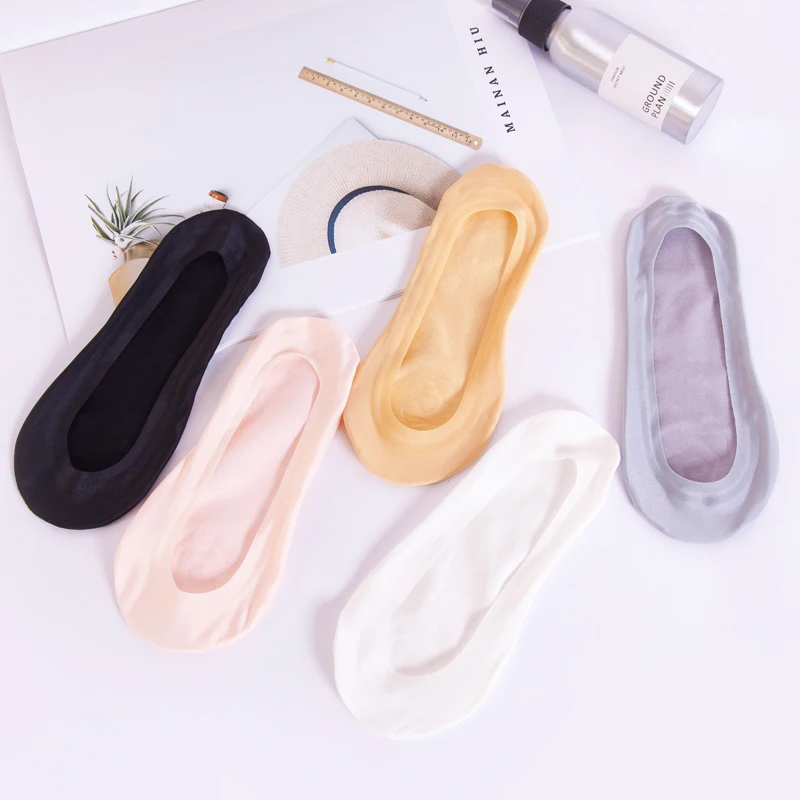 1 пара женские шелковые бесшовные силиконовые Чулки-невидимки