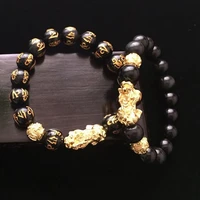 feng shui gift obsidian alloy bracelet for man and women attract wealth good luck steel man bracelets