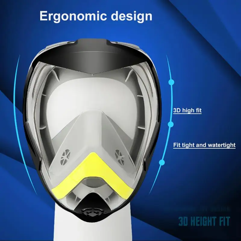 

180Degree Full Face Snorkel Mask For Swim Spearfishing Panoramic View Face Design AntiFog Leak Proof Tubeless Scuba Mask Dry Top