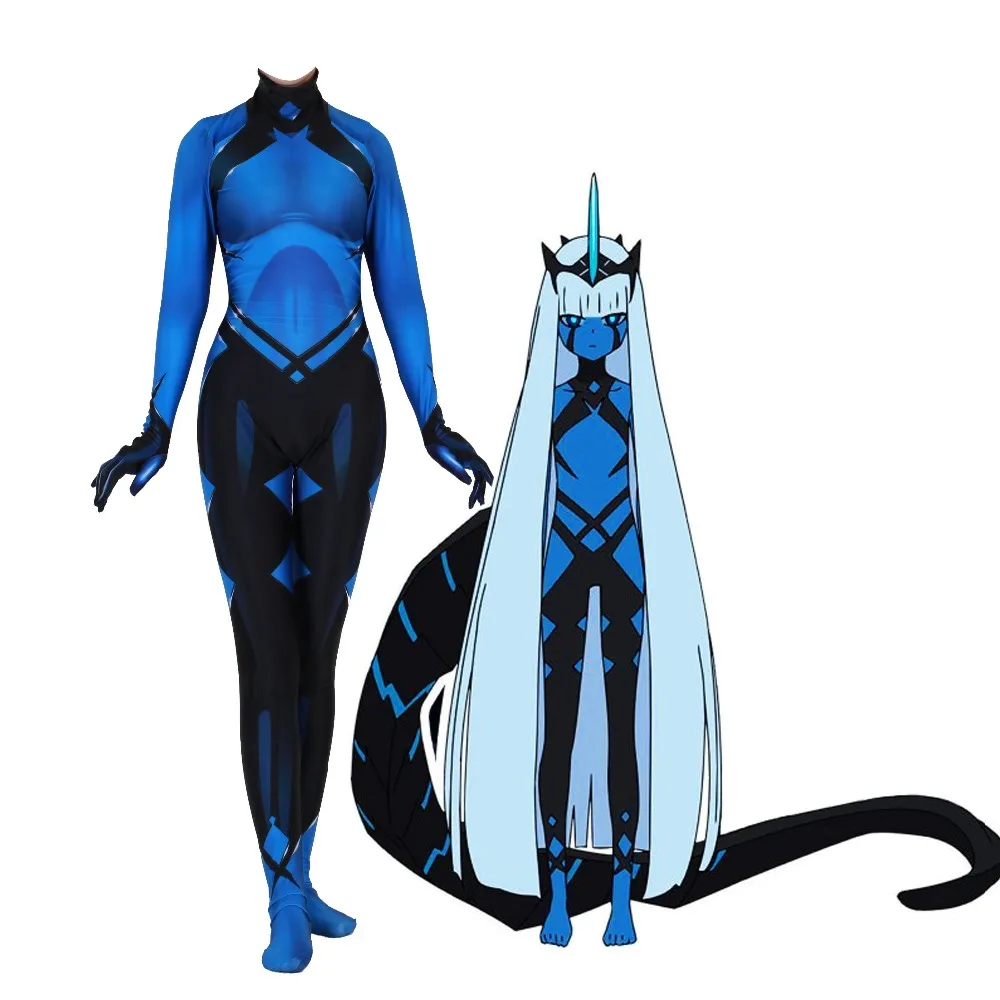 Костюмы для косплея Zentai взрослых и детей белого цвета Zero Two 002 Ichigo Ikuno Kokoro Miku Hiro