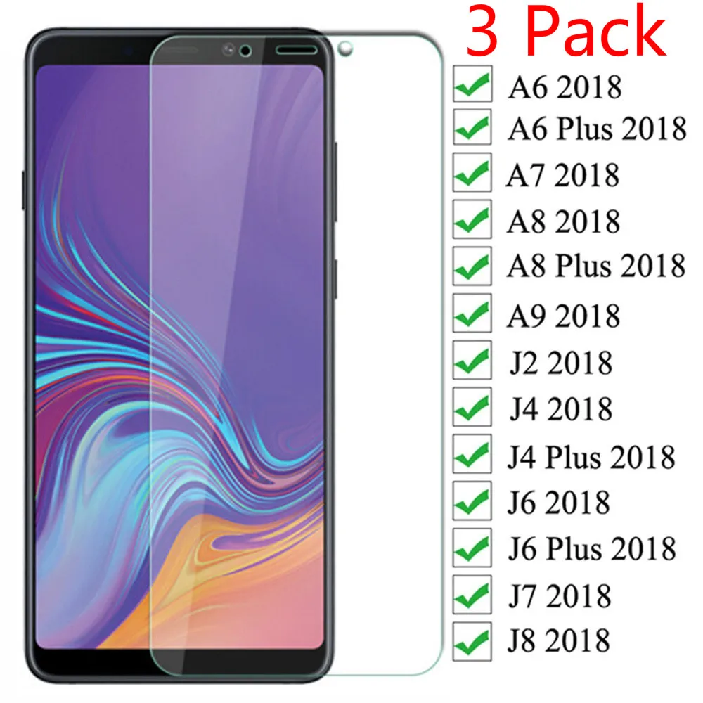 3 шт. закаленное стекло для Samsung A9 2018 A7 A5 J3 J5 J7 Защита экрана Galaxy A6 A8 J4 J6 Plus защитная