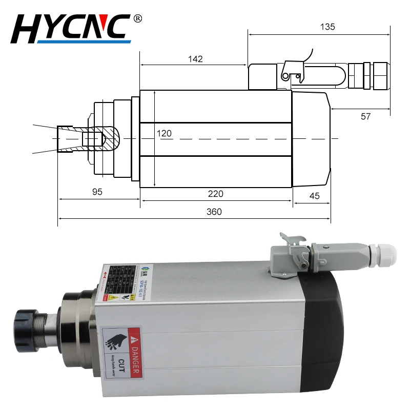 HQD 6KW 220V 380V Шпиндельный двигатель с воздушным охлаждением фрезерный станок ЧПУ -