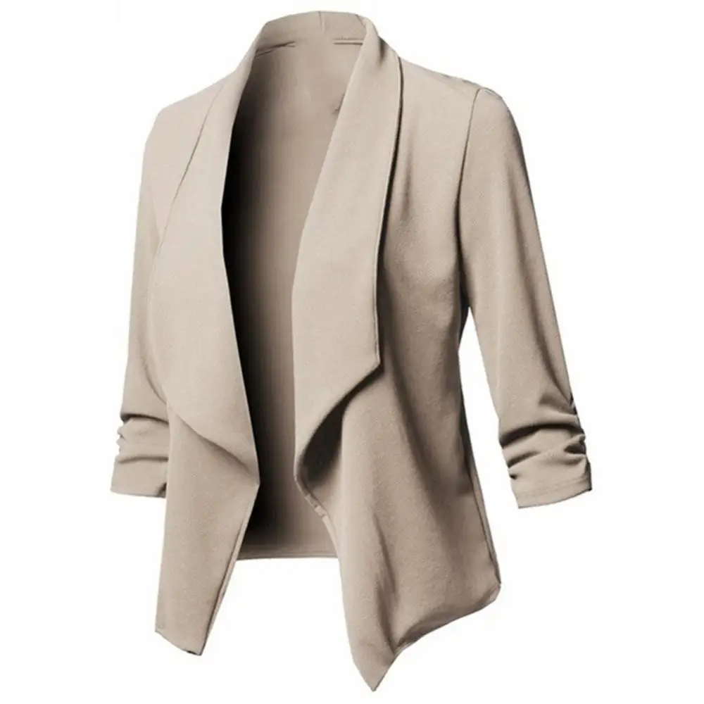 

Office Women Solid Color Slim Fit Blazer Lapel Open Front Short Suit Jacket veste femme костюм женский