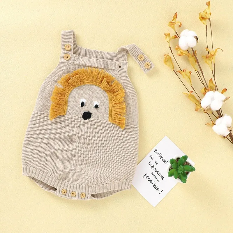 

ZL Baby Spring Autumn Clothing Newborn Infant Baby Boy Girl Knitted Bodysuit Jumpsuit Sleeveless Outfits Cartoon Clothes