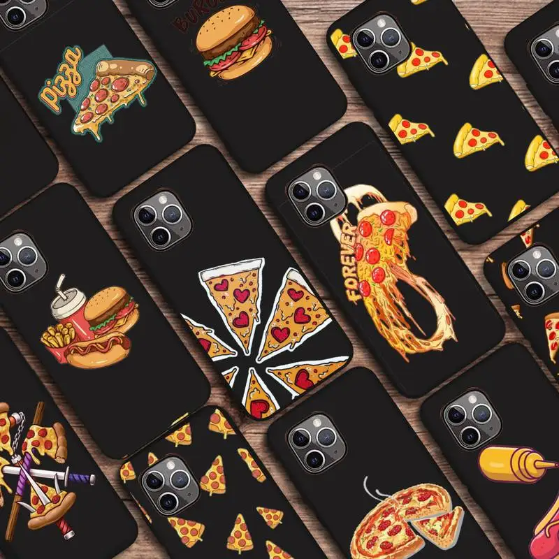 

Pizza hamburger tasty food Phone Case Candy Color for iPhone 6 7 8 11 12 s mini pro X XS XR MAX Plus