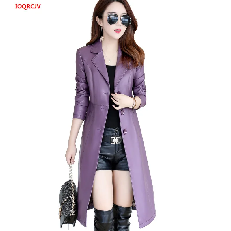 

2020 Autumn Winter Women Leather Jackets Fashion Slim Female Pu Faux Leather Jacket Long Trench Coat Outwear Plus Size 5XL W1429