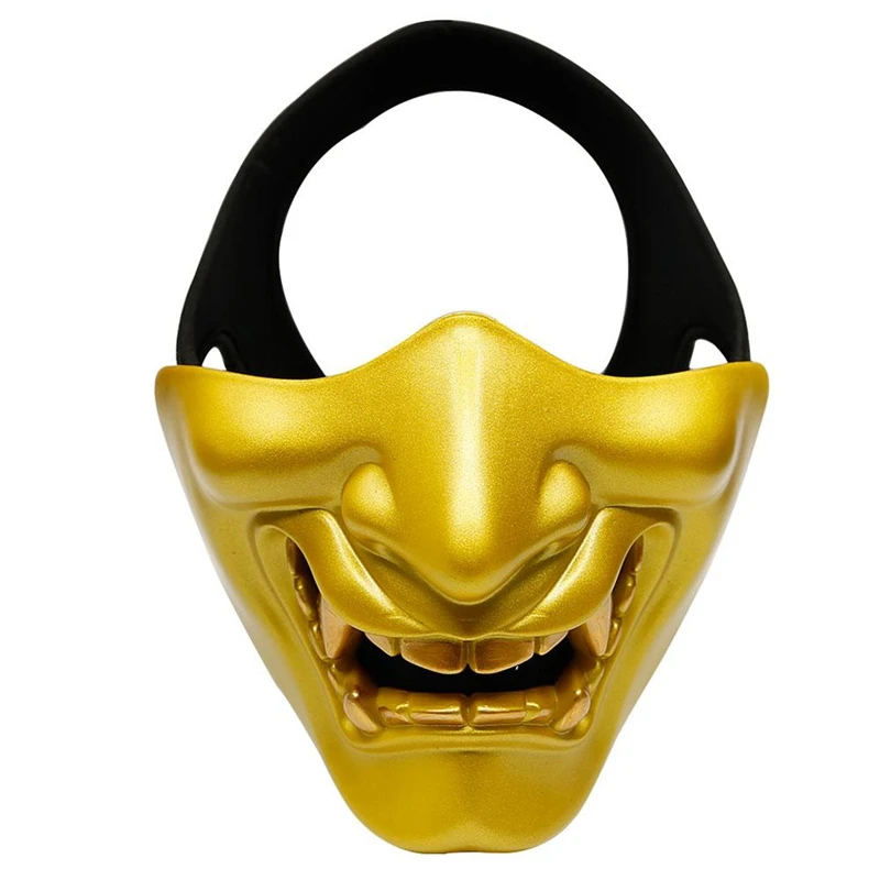 Yellow Карнавальный костюм для Хэллоуина, карнавальный костюм для косплея, злой демон кабуки, самурайская маска на половину, вечерние, страшные украшения - Цвет: Yellow