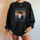 Кофейные расшитые назад Eeffoc Cat женский свитер с забавной надписью пуловеры Drop плечи осень зима женские свитшоты Moletom