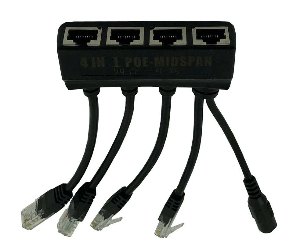 4 шт. в 1 PoE разветвитель питания по Ethernet 10/100 Мбит/с 2A DC 5 12 В 24 48 52 экранированная