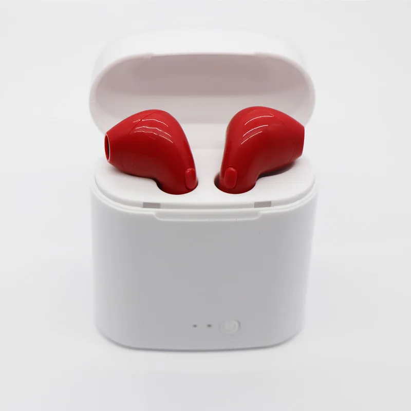 red Новые беспроводные наушники с зарядной коробкой, мини bluetooth-гарнитура, наушники, стерео гарнитура, гарнитура с микрофоном для всех смартфонов - Цвет: red