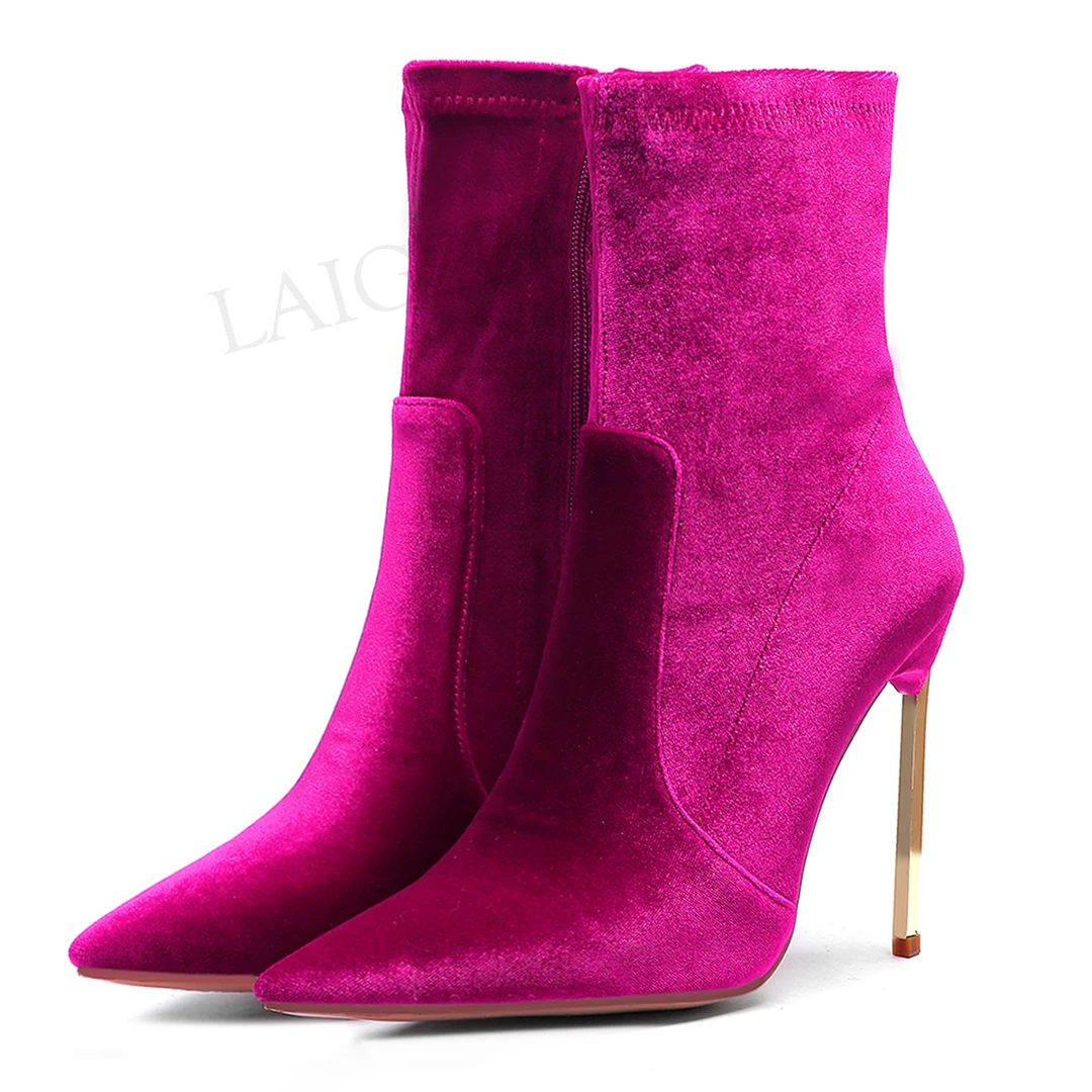 Женские ботильоны laigзем металлические ботинки на высоком каблуке шпильке