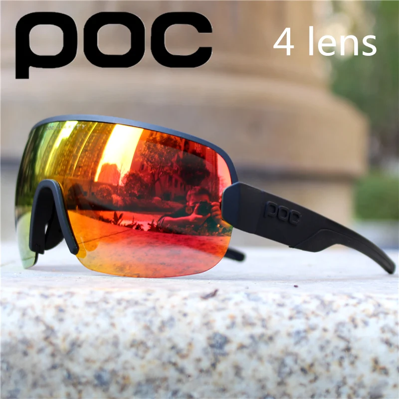 

POC AIM 4 Lens Cycling Sunglasses Sport Road Mountain Bike Glasses Men women Eyewear Goggles eyeglass Gafas Ciclismo