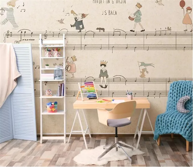 Оригинальная принцесса музыкальная нота 3d мультфильм обои роспись для девочки