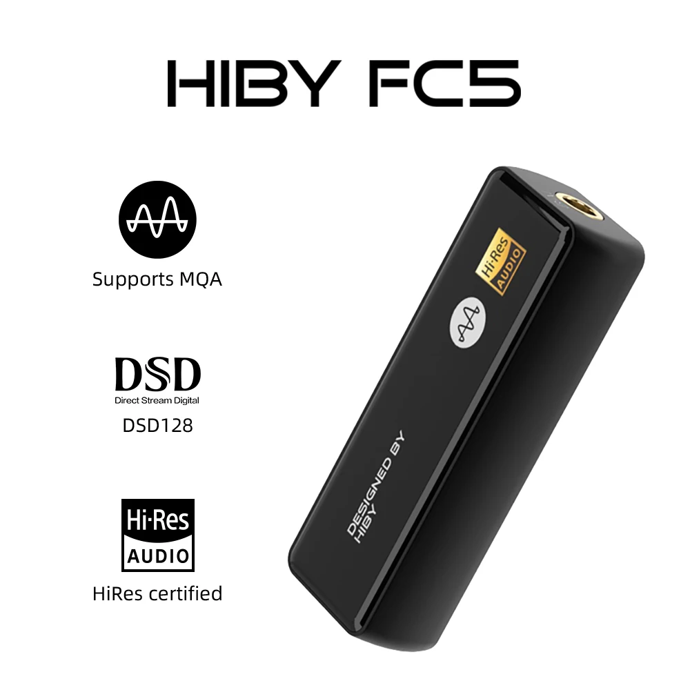 HiBy-AMPLIFICADOR DE AURICULARES FC5 MQA, dongle autenticado, USB, DAC, decodificación de Audio, DSD128, salida de 4,4mm para Android, iOS, Mac, Windows 10