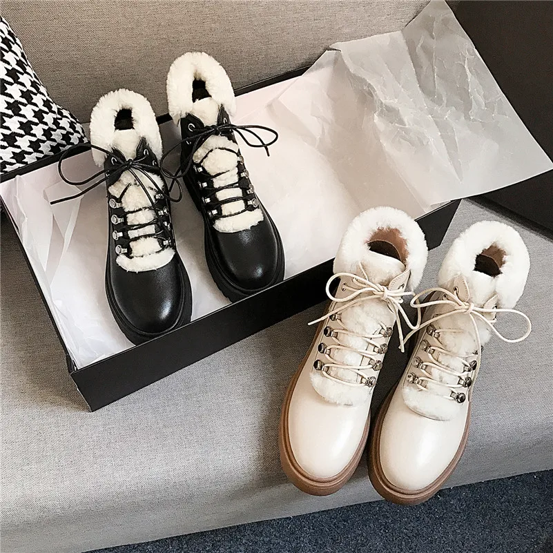 

2021higt qunlity Snow Boots Women Shoes Thick High Heel Ankle Boots Lace Up Warm Short Boots Winter T043B