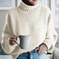 women long sleeve turtleneck sweater autumn winter knitted pullovers ladies solid loose sweaters knitwear streetwear