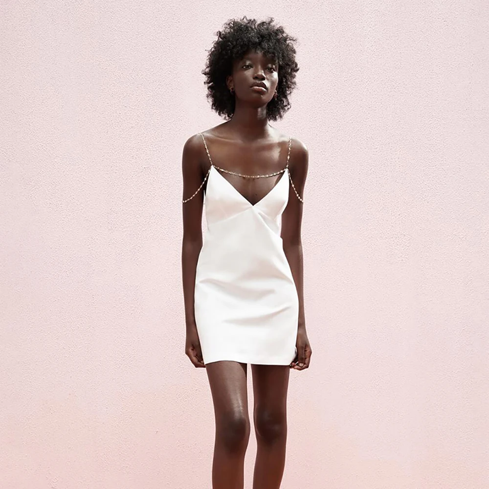 

Unizera 2021 Весна и лето новая женская одежда знаменитости сексуальное искусственное Ювелирное Платье на бретелях для женщин 03004269251