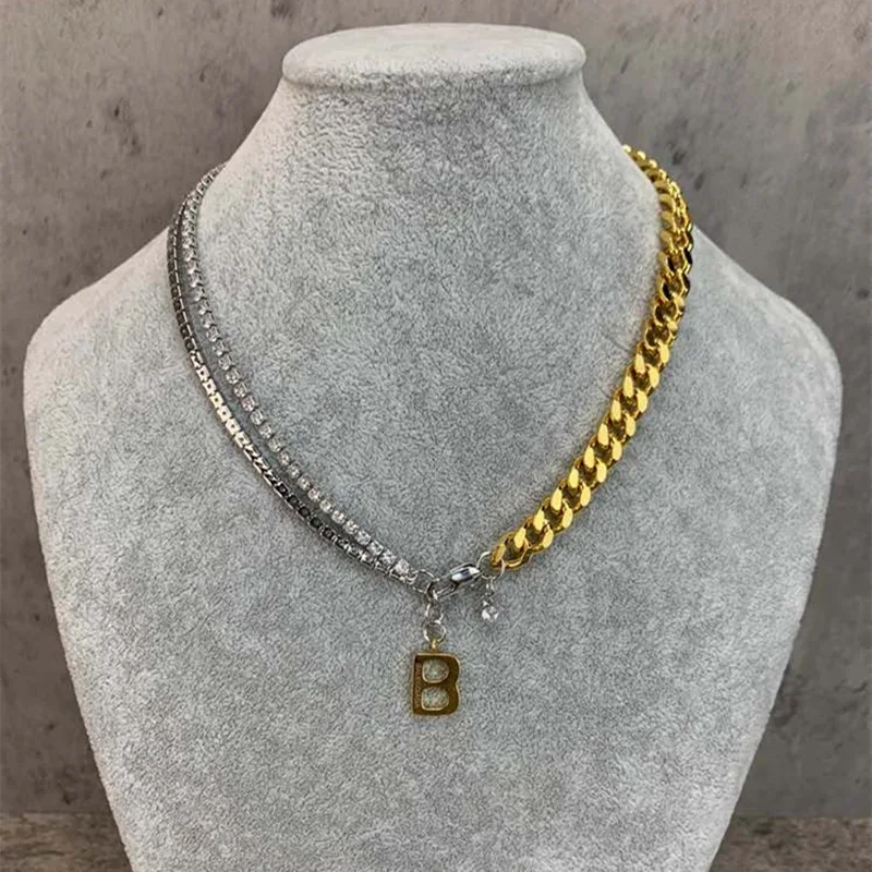 

European and American New Gold Letter Pearl Pendant Necklace Cold Wind Simple Stitching