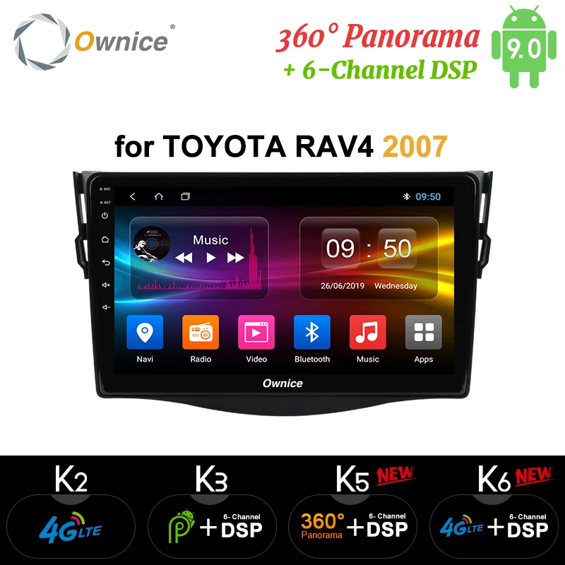 Автомобильный dvd плеер Ownice K3 K5 K6 Android 9 0 для Toyota RAV4 Rav 4 2007 2008 2009 2010 2011 2Din 360 Panorama DSP 4G LTE