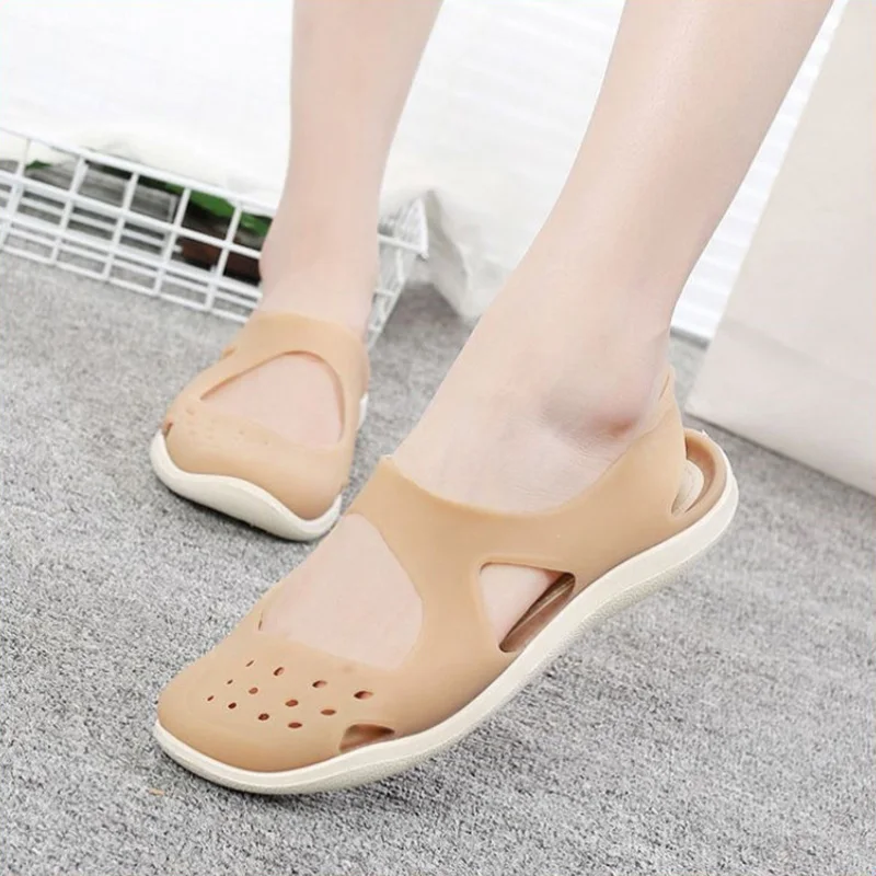 

Women Sandals Hollow Out Flat Jelly Shoes Platform Summer Soft Slip on Round Toe Casual Beach Female Ladies Zapatos De Mujer