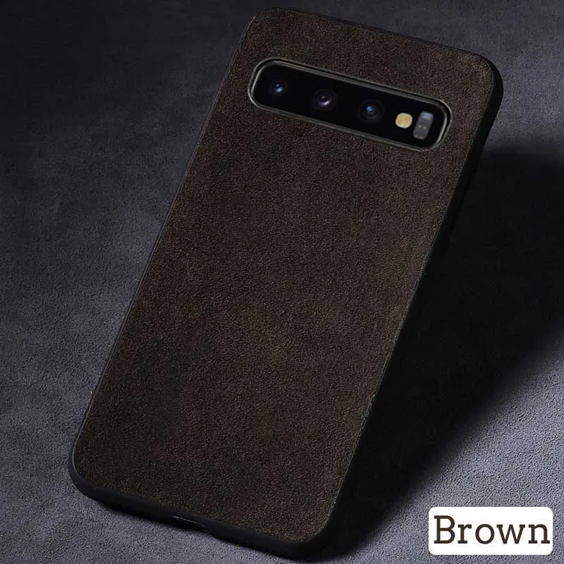 Чехол для телефона для samsung Galaxy S10 S8 S9 Note 8, 9, 10, плюс S7 край A7 A8 J5 J6 J7 A70 A50 A40 замшевая кожаная накладка на заднюю панель телефона - Цвет: Коричневый