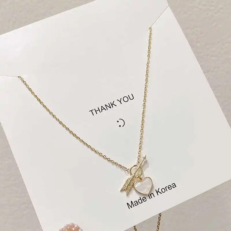 

Jewelry Titanium Steel Arrow Heart Love Design Clavicle Chain Women's Simple Choker Vintage Party Necklace for Women Girls