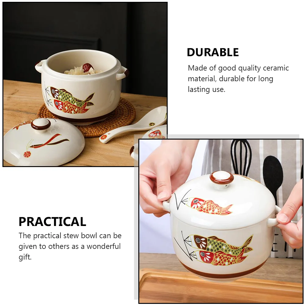 

1pc Japanese Style Stew Bowl Delicate Soup Bowl Household Ceramic Tableware
