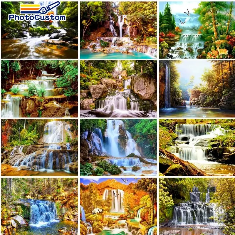 

PhotoCustom Oil Painting By Numbers Landscape acrylic paint For Adults Children Paint picture Paint for fabric