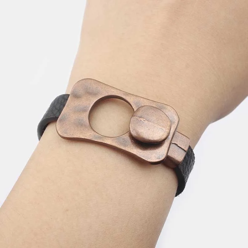 2 комплекта тибетских серебристых/медных застежек-крючков для плоских кожаных