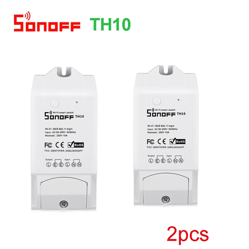 TH10 2pcs SONOFF TH10 TH10 переключатель и датчик Ds18b20 водонепроницаемый зонд Wi-Fi температура с дистанционным управлением беспроводной монитор для умного дома - Комплект: TH10 2pcs