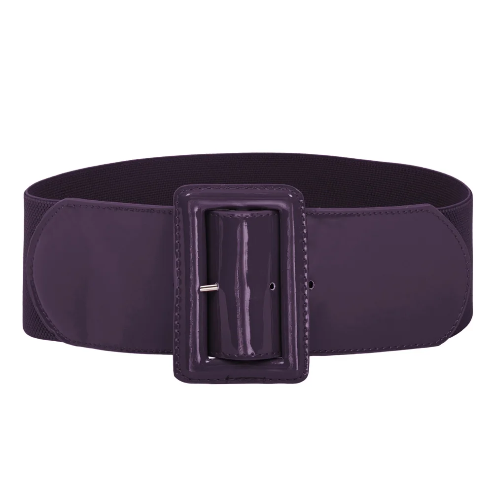 7.5 cm Purple Женский широкий корсет из искусственной лакированной кожи, пояс на талию, высокая эластичность, на булавке, Ретро стиль, регулируемый эластичный женский ремень для платья, Новое поступление - Цвет: 7.5 cm Purple