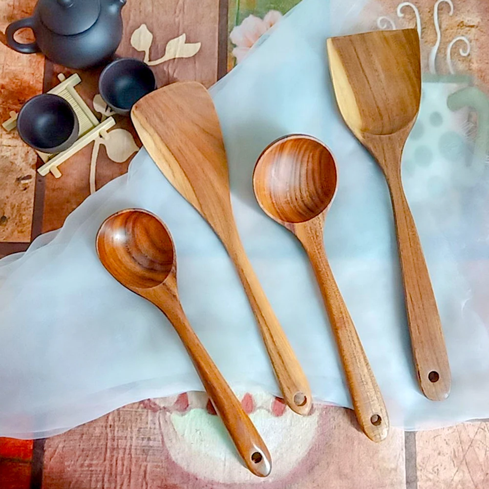 Тиковое дерево натуральное Пособия по кулинарии Инструменты Набор посуды