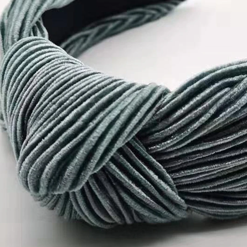 Винтажные плиссированные однотонные широкие повязки на голову с узлом для