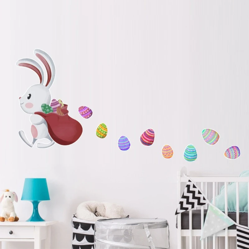 

Easter Window Cling Decoration Easter Eggs Bunny Sticker Home Refrigerator Decal refrigerator magnets for kids
