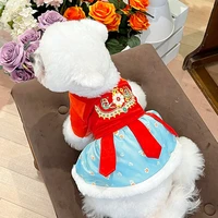 xs chinese new year dog dress winter cat puppy outfit small dog clothes dresses yorkie pomeranian bichon poodle clothing apparel