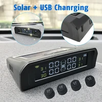 car led display tpms tire pressure monitoring usbsolar alarm monitor system 4 external sensors new auto security alarm systems