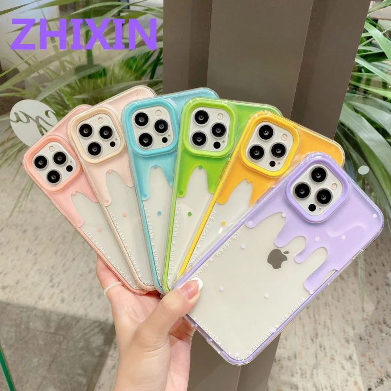 

Ice Cream Candy Color Cartoon Phone Case For iPhone 12 11 Pro Max Shockproof Back Cover for iphone X XR XS Max 7 8 Plus SE2020